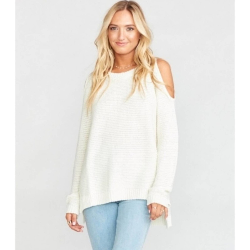 Show me your mumu shiver cold shoulder knit sweater